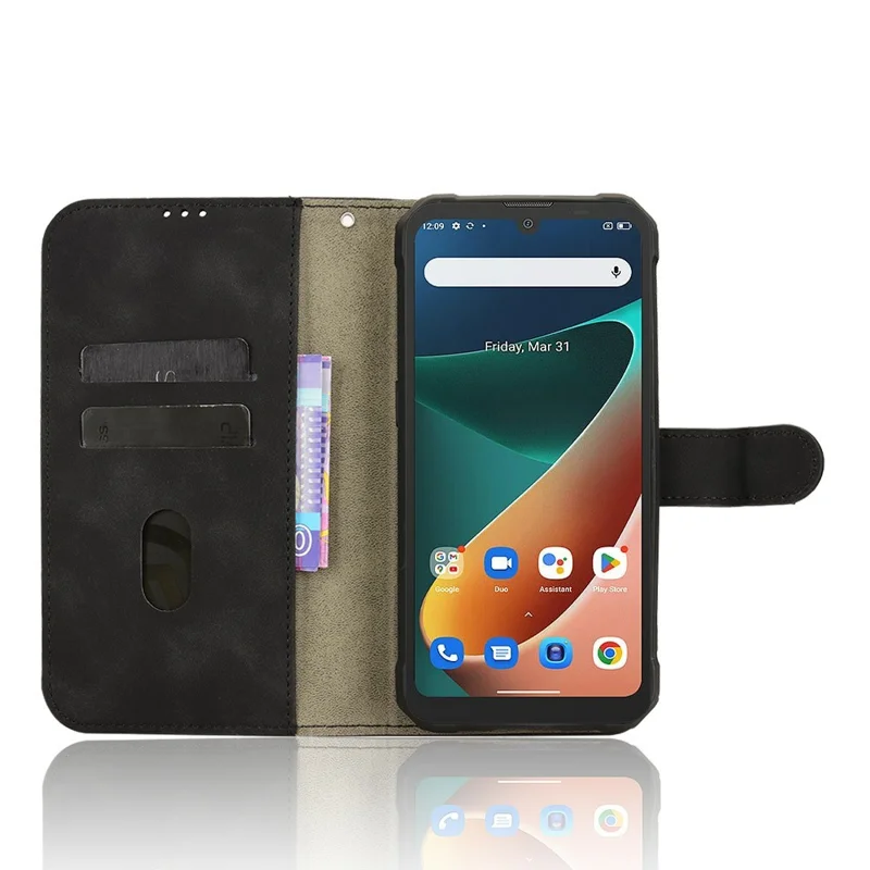 For Blackview BV5300 Leather Case Skin Feel Anti Drop Wallet Flip Phone Cover - Black