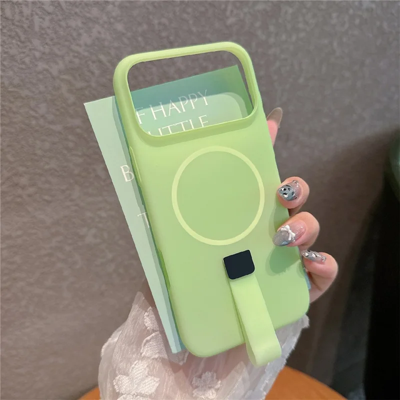 For iPhone 17 Pro Case Compatible with MagSafe Candy Color PC Phone Back Cover with Ring Strap - Blue