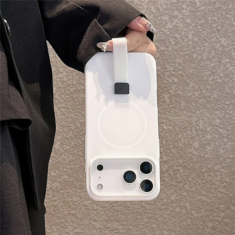 For iPhone 17 Pro Case Compatible with MagSafe Candy Color PC Phone Back Cover with Ring Strap - Blue