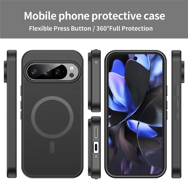Bulk Purchasing For Google Pixel 9 Pro Magnetic Case Skin Touch Matte TPU PC Phone Back Cover - All Black
