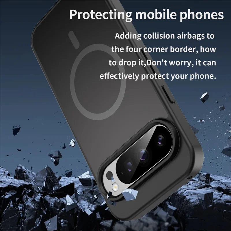 Bulk Purchasing For Google Pixel 9 Pro Magnetic Case Skin Touch Matte TPU PC Phone Back Cover - All Black