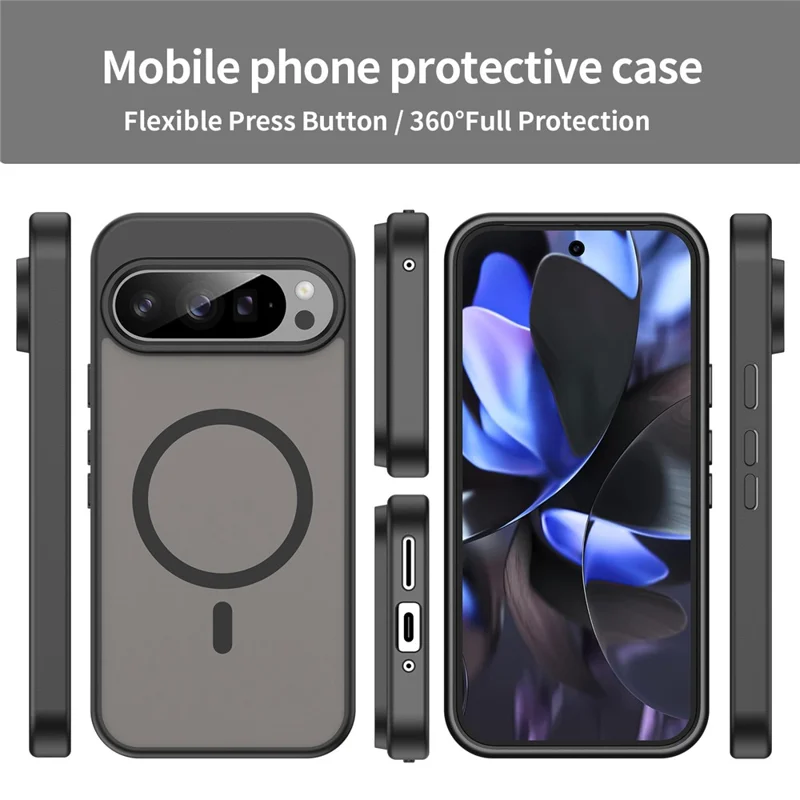 Bulk Purchasing For Google Pixel 9 Pro Magnetic Case Skin Touch Matte TPU PC Phone Back Cover - Black