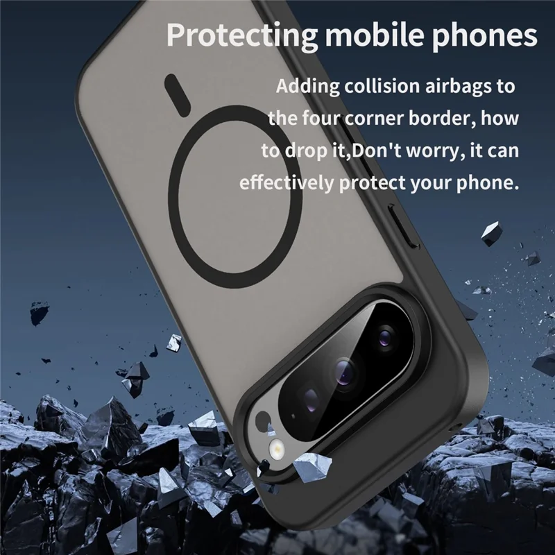 Bulk Purchasing For Google Pixel 9 Pro Magnetic Case Skin Touch Matte TPU PC Phone Back Cover - Black