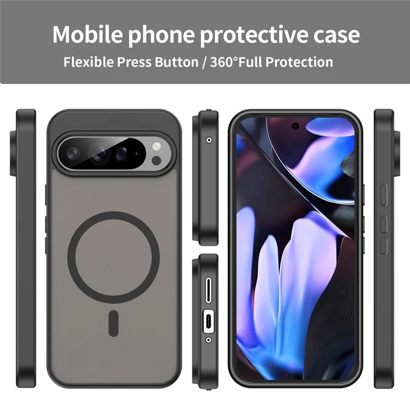 Bulk Purchasing For Google Pixel 9 Pro XL Magnetic Case Skin Touch Matte TPU PC Phone Back Cover - Black