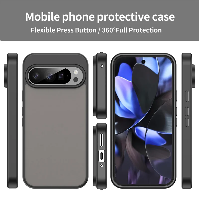 For Google Pixel 9 Pro Case Skin Touch Matte Anti Drop TPU PC Phone Back Cover - Black