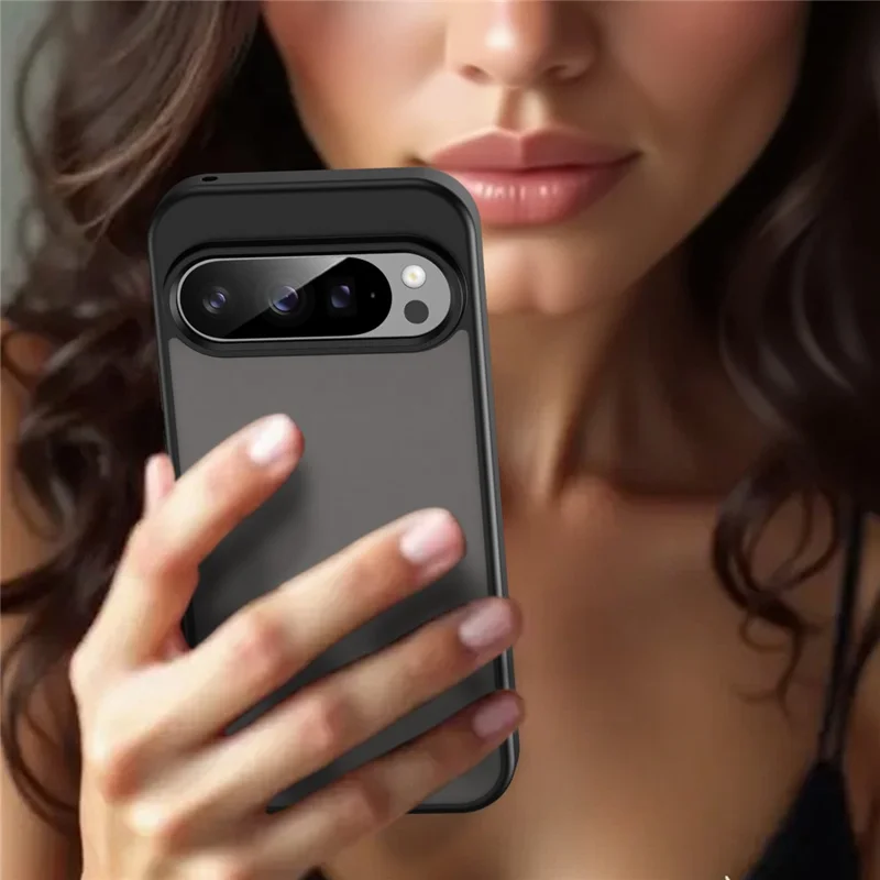 For Google Pixel 9 Pro Case Skin Touch Matte Anti Drop TPU PC Phone Back Cover - Black