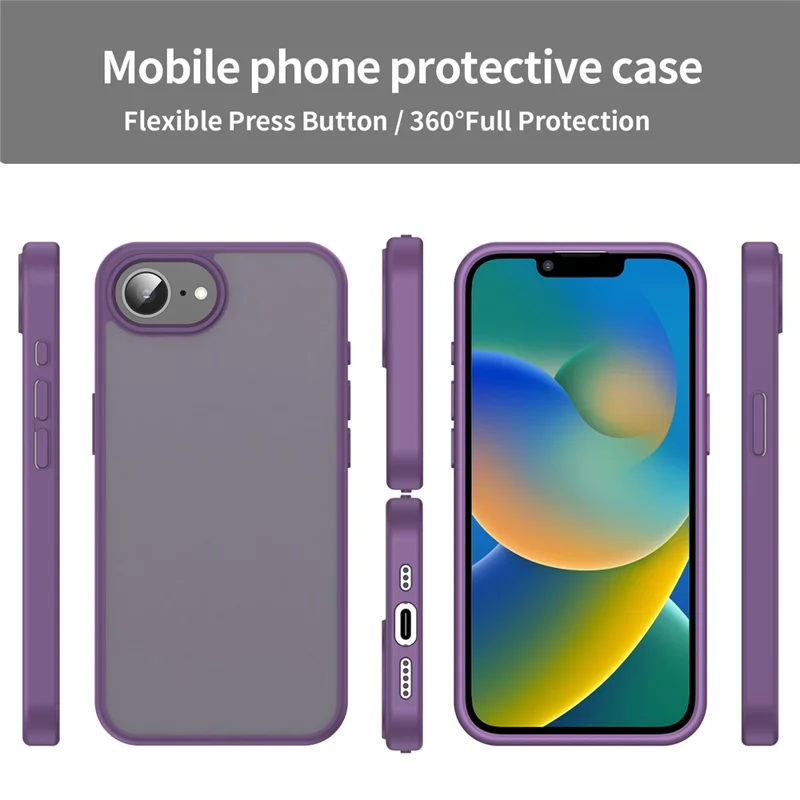 Fodral för iPhone 16e, Mjuk Matt Yta, Slipräfflande, Droppskydd, TPU/PC, Telefonbaksida - Lila