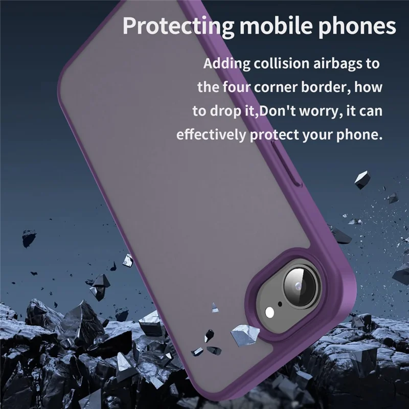 Fodral för iPhone 16e, Mjuk Matt Yta, Slipräfflande, Droppskydd, TPU/PC, Telefonbaksida - Lila