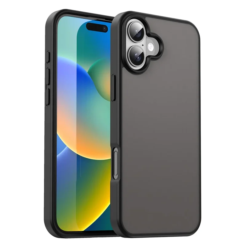 For iPhone 16 Case Skin Touch Matte Anti Drop TPU PC Phone Back Cover - Black