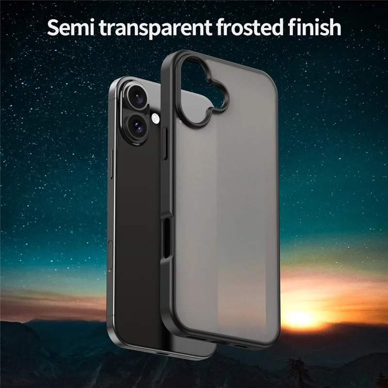 For iPhone 16 Case Skin Touch Matte Anti Drop TPU PC Phone Back Cover - Black
