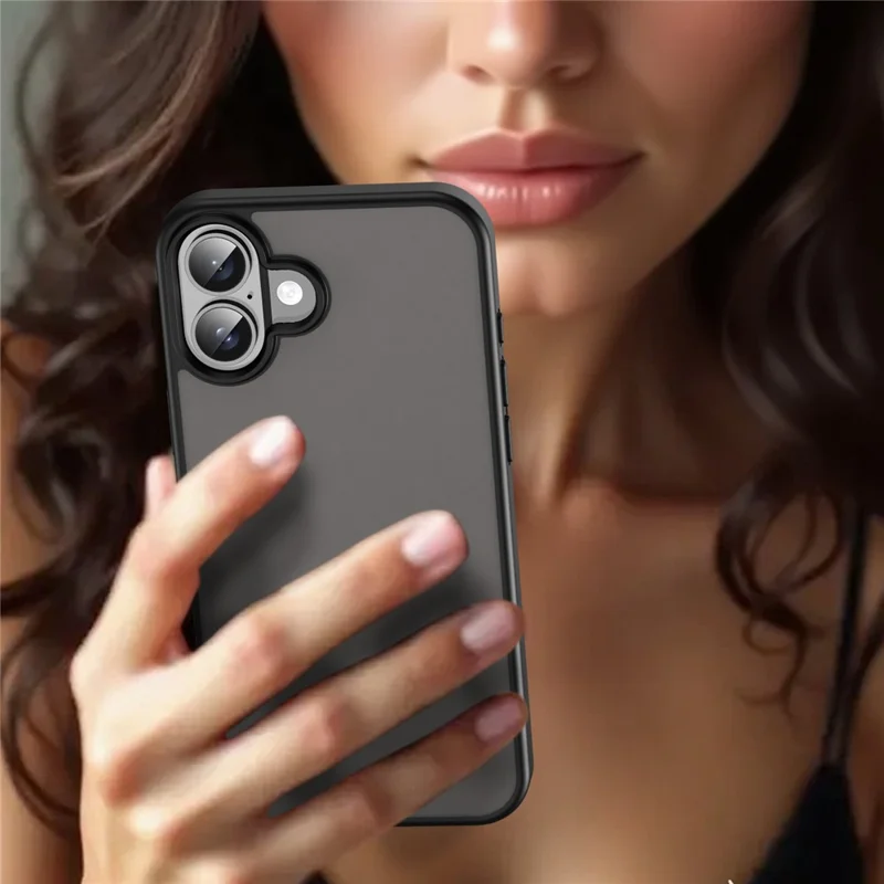 For iPhone 16 Case Skin Touch Matte Anti Drop TPU PC Phone Back Cover - Black