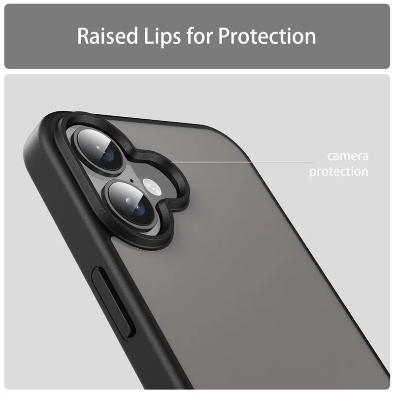 For iPhone 16 Case Skin Touch Matte Anti Drop TPU PC Phone Back Cover - Black
