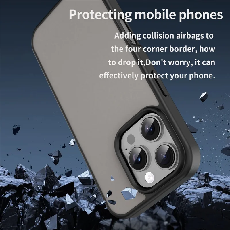 For iPhone 16 Pro Case Skin Touch Matte Anti Drop TPU PC Phone Back Cover - Black