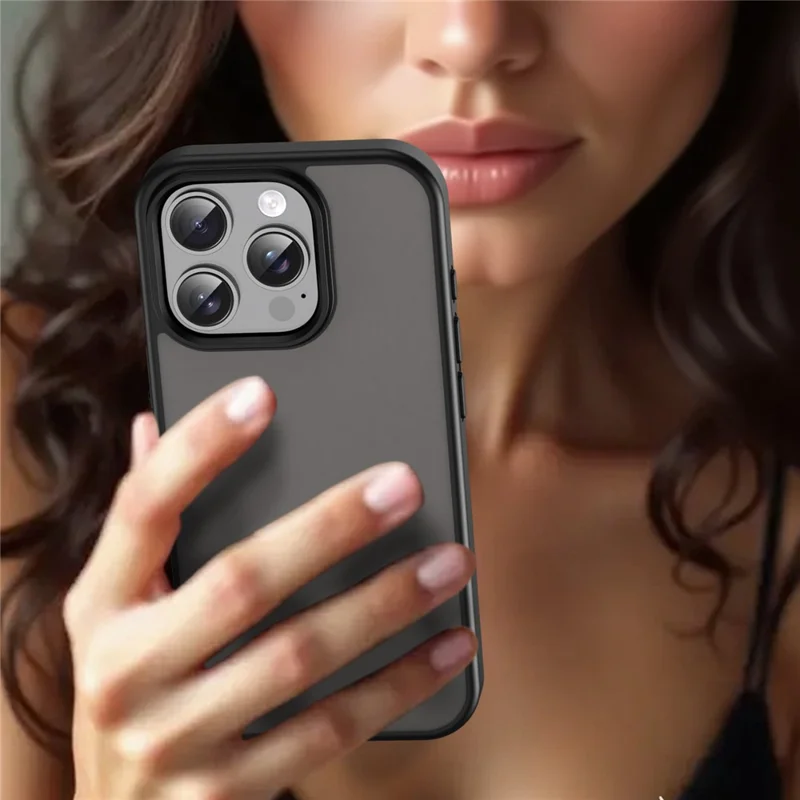 For iPhone 16 Pro Case Skin Touch Matte Anti Drop TPU PC Phone Back Cover - Black