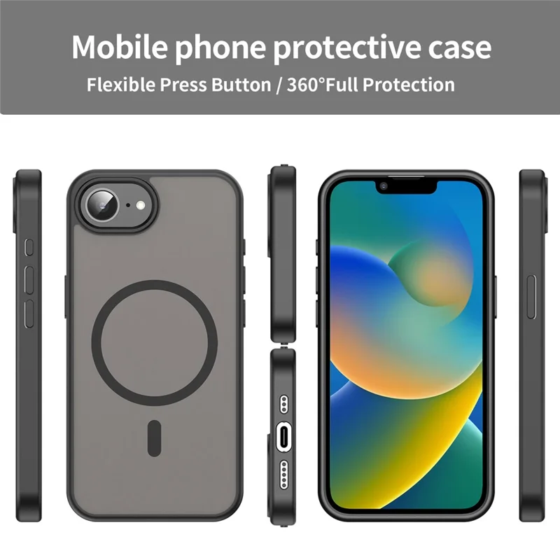 Bulk Purchasing For iPhone 16e Case Compatible with MagSafe Skin Touch Matte TPU PC Phone Back Cover - Black