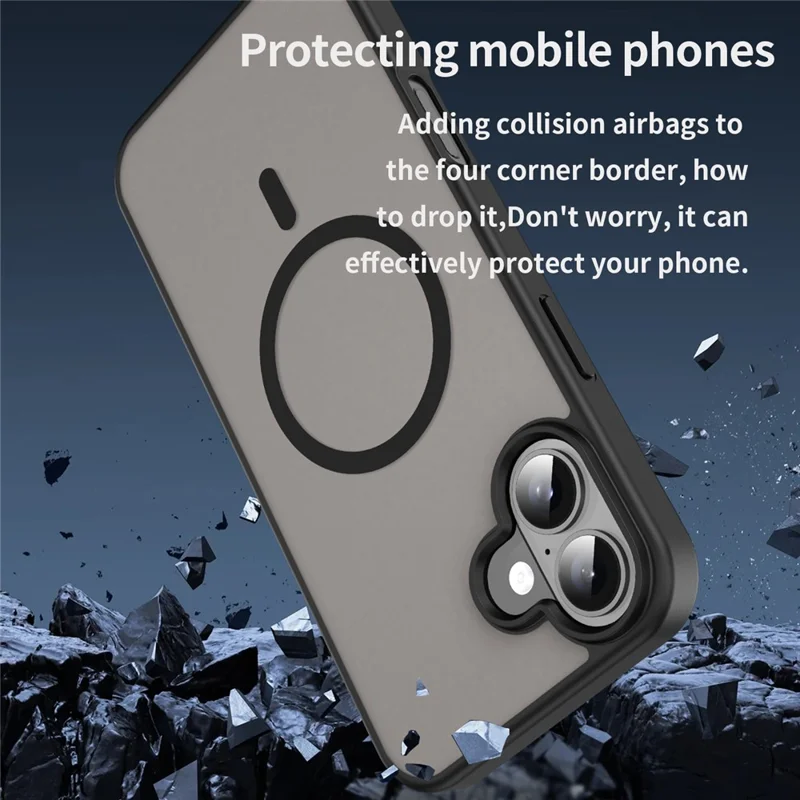 Bulk Purchasing For iPhone 16 Case Compatible with MagSafe Skin Touch Matte TPU PC Phone Back Cover - Black