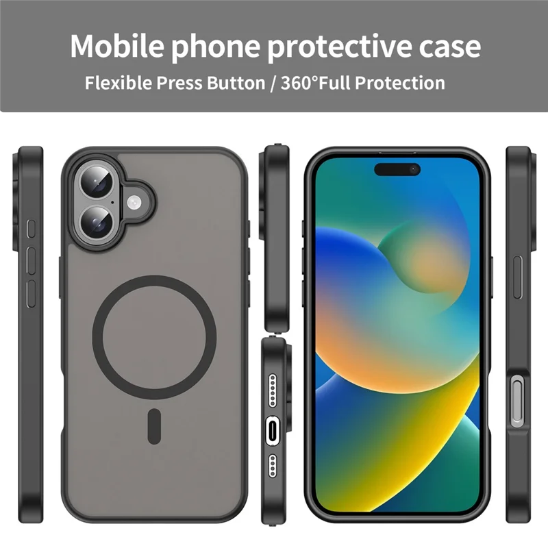 Bulk Purchasing For iPhone 16 Case Compatible with MagSafe Skin Touch Matte TPU PC Phone Back Cover - Black