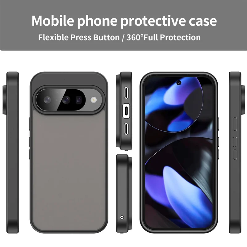 For Google Pixel 10 Pro Case Skin Touch Matte Anti Drop TPU PC Phone Back Cover - Black