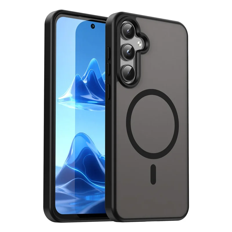 Groothandel voor Samsung Galaxy A55 5G hoesje compatibel met MagSafe Skin Touch mat TPU PC telefoon achterklep - Zwart