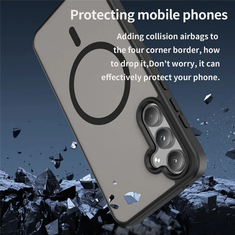 Groothandel voor Samsung Galaxy A55 5G hoesje compatibel met MagSafe Skin Touch mat TPU PC telefoon achterklep - Zwart