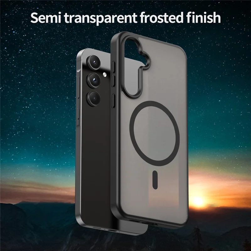 Groothandel voor Samsung Galaxy A55 5G hoesje compatibel met MagSafe Skin Touch mat TPU PC telefoon achterklep - Zwart