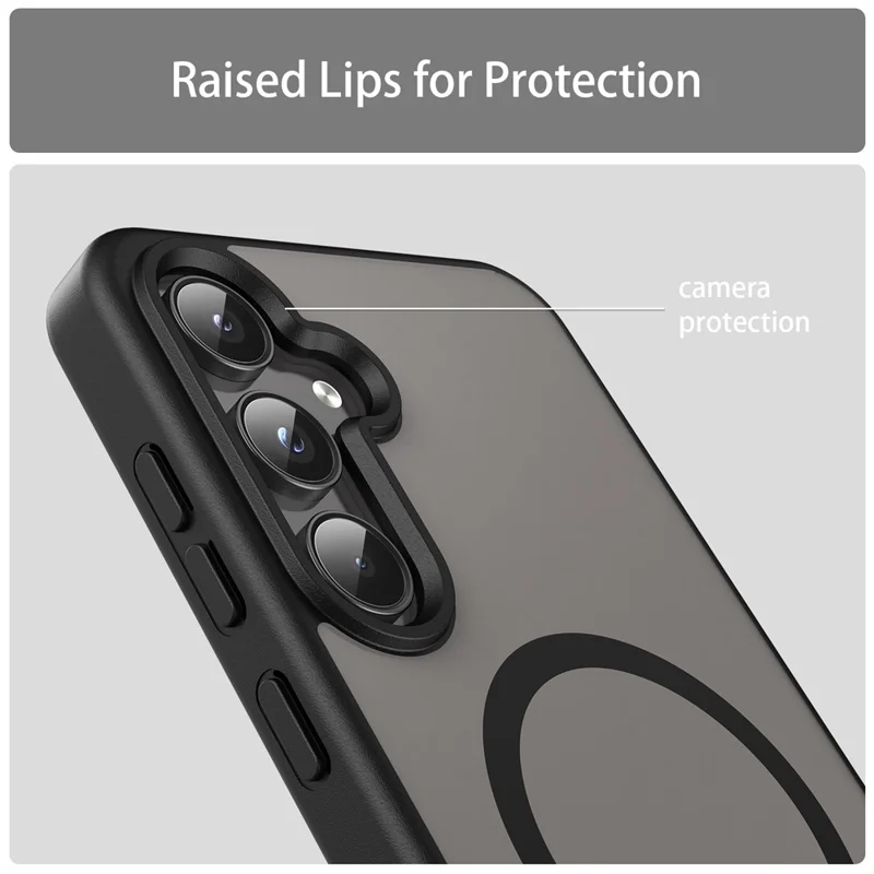 Groothandel voor Samsung Galaxy A55 5G hoesje compatibel met MagSafe Skin Touch mat TPU PC telefoon achterklep - Zwart