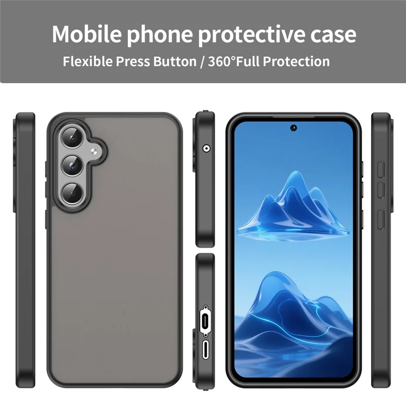 Voor Samsung Galaxy A55 5G hoesje Skin Touch Matte Anti Drop TPU PC telefoon achterklep - Zwart