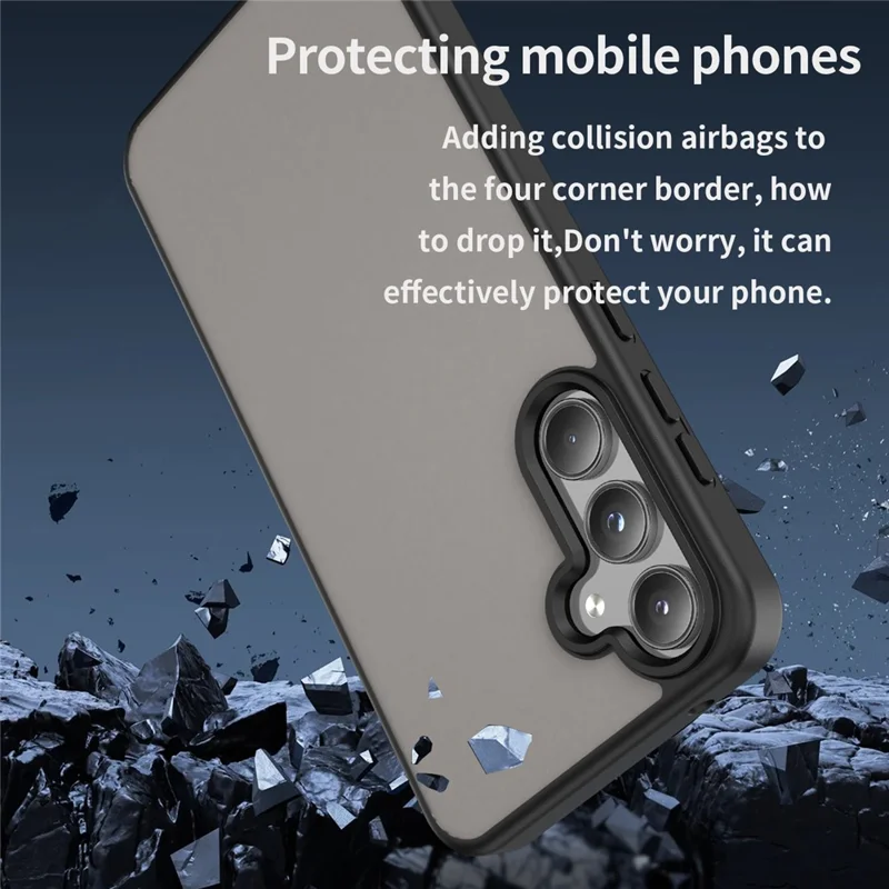 Voor Samsung Galaxy A55 5G hoesje Skin Touch Matte Anti Drop TPU PC telefoon achterklep - Zwart