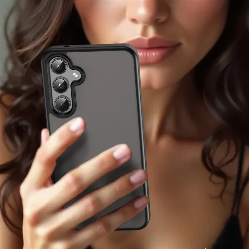 Voor Samsung Galaxy A55 5G hoesje Skin Touch Matte Anti Drop TPU PC telefoon achterklep - Zwart