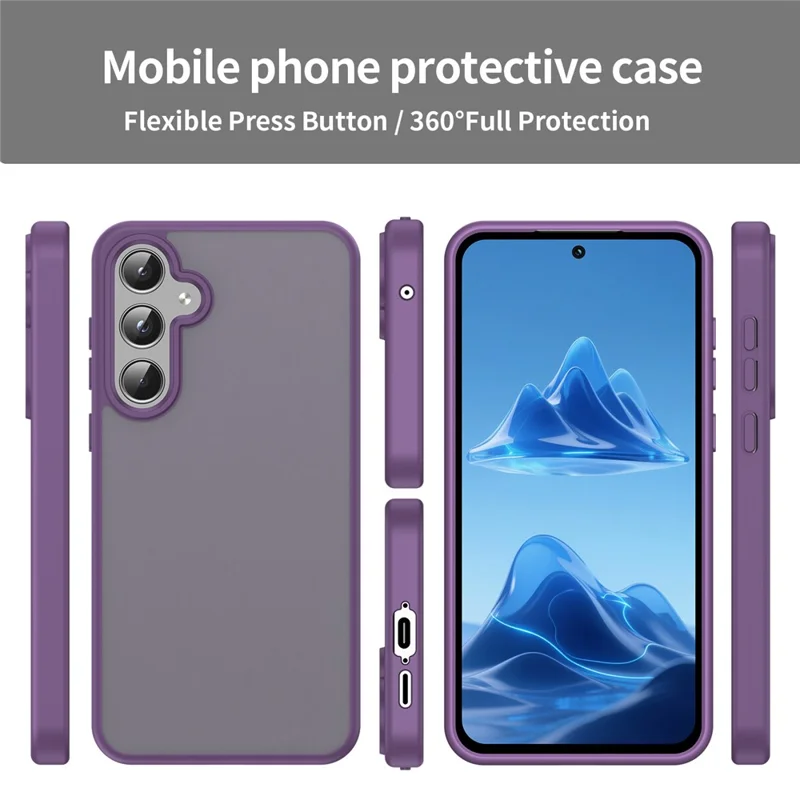 For Samsung Galaxy A55 5G Case Skin Touch Matte Anti Drop TPU PC Phone Back Cover - Purple