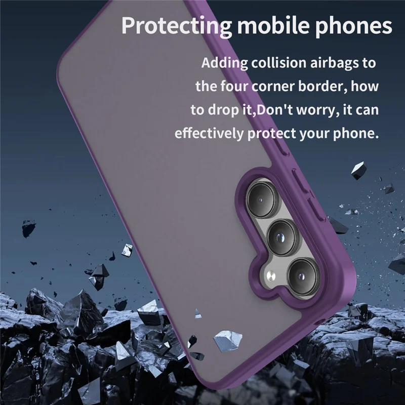 For Samsung Galaxy A55 5G Case Skin Touch Matte Anti Drop TPU PC Phone Back Cover - Purple