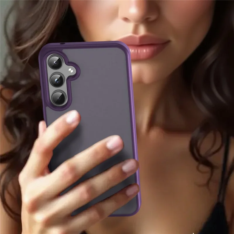 For Samsung Galaxy A55 5G Case Skin Touch Matte Anti Drop TPU PC Phone Back Cover - Purple