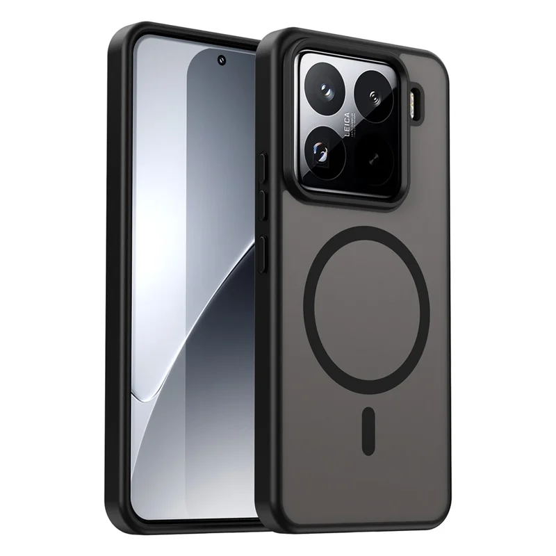 Sælgbundt til Xiaomi 15 Pro skål kompatibel med MagSafe Hudfølelse matte TPU PC telefon bagsidebeskyttelse - Sort