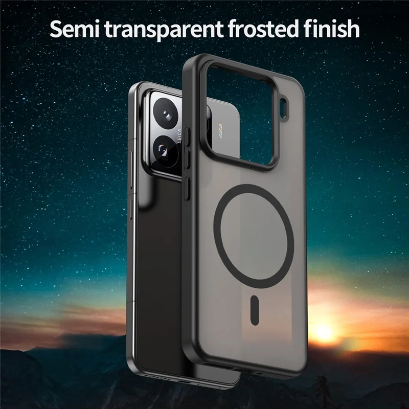 Sælgbundt til Xiaomi 15 Pro skål kompatibel med MagSafe Hudfølelse matte TPU PC telefon bagsidebeskyttelse - Sort