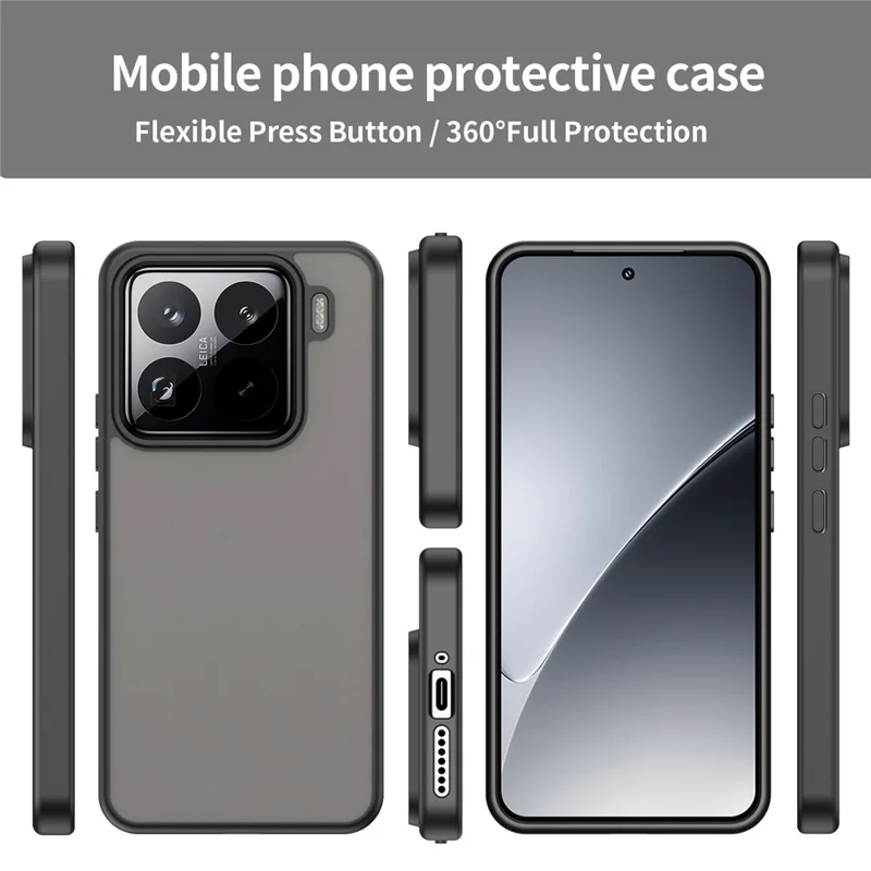 For Xiaomi 15 Pro Case Skin Touch Matte Anti Drop TPU PC Phone Back Cover - Black