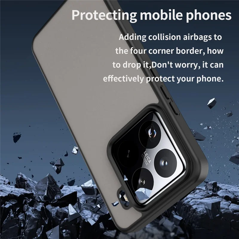 For Xiaomi 15 Pro Case Skin Touch Matte Anti Drop TPU PC Phone Back Cover - Black