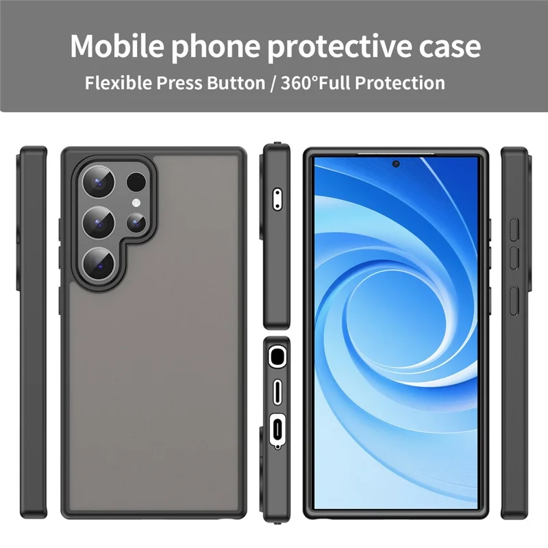 For Samsung Galaxy S24 Ultra Case Skin Touch Matte Anti Drop TPU PC Phone Back Cover - Black