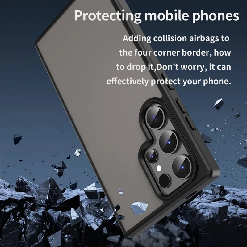 For Samsung Galaxy S24 Ultra Case Skin Touch Matte Anti Drop TPU PC Phone Back Cover - Black