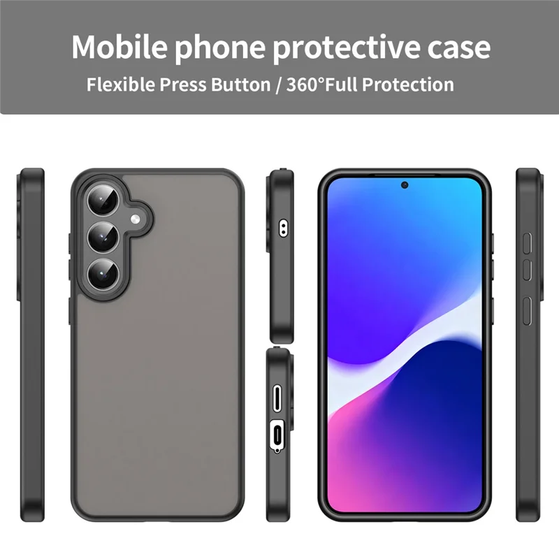 For Samsung Galaxy S25  /  S24 Case Skin Touch Matte Anti Drop TPU PC Phone Back Cover - Black