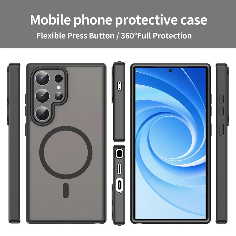 Bulk Purchasing For Samsung Galaxy S24 Ultra Magnetic Case Skin Touch Matte TPU PC Phone Back Cover - Black