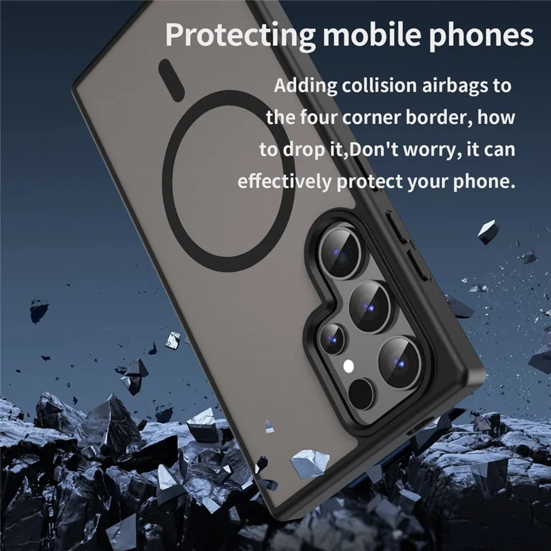 Bulk Purchasing For Samsung Galaxy S24 Ultra Magnetic Case Skin Touch Matte TPU PC Phone Back Cover - Black