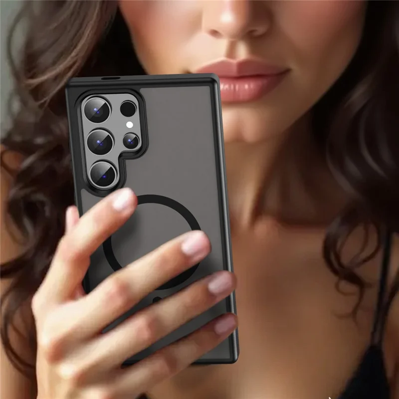 Bulk Purchasing For Samsung Galaxy S24 Ultra Magnetic Case Skin Touch Matte TPU PC Phone Back Cover - Black