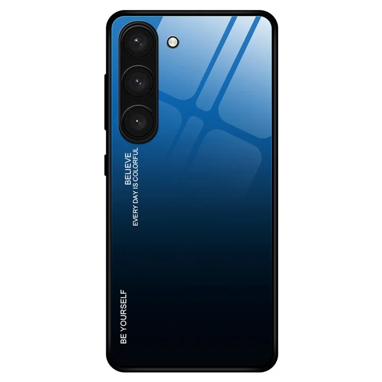 Gradient Color Phone Case for Samsung Galaxy S23 Tempered Glass Shockproof Case Hard PC Soft TPU Fame Anti-Fall Cover - Blue  /  Black