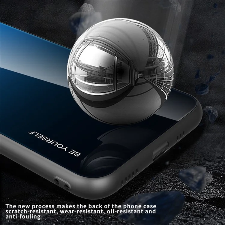 Gradient Color Phone Case for Samsung Galaxy S23 Tempered Glass Shockproof Case Hard PC Soft TPU Fame Anti-Fall Cover - Blue  /  Black
