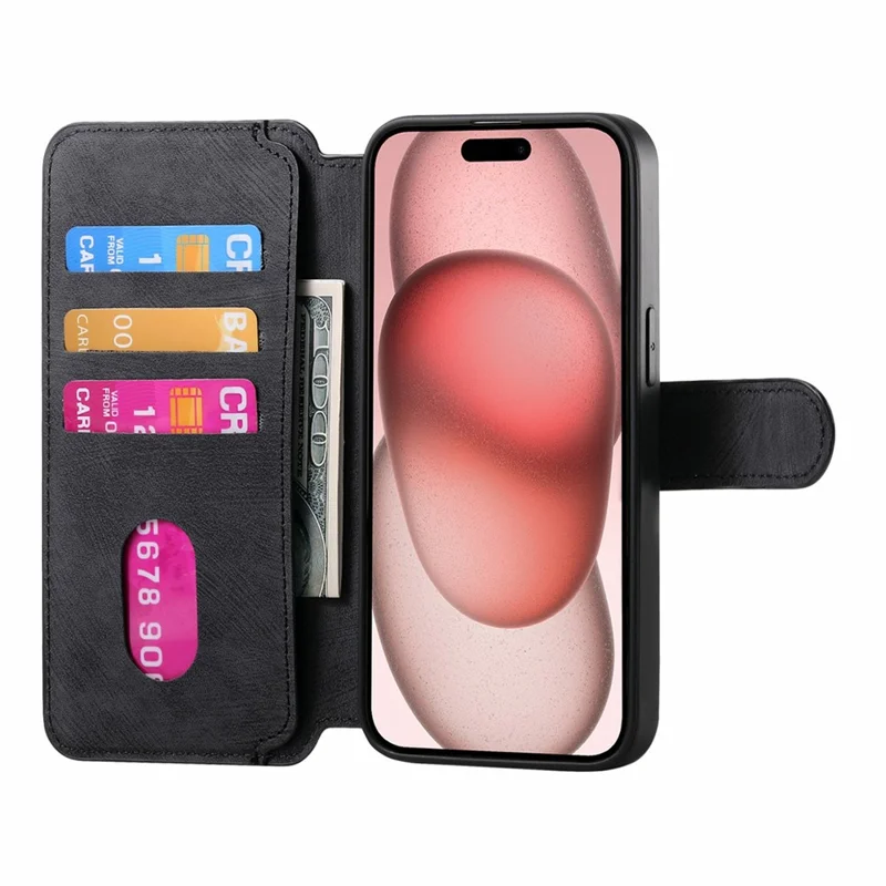 CASENEO MW-03 For iPhone Air Case with Detachable Wallet Leather + TPU Phone Cover - Black