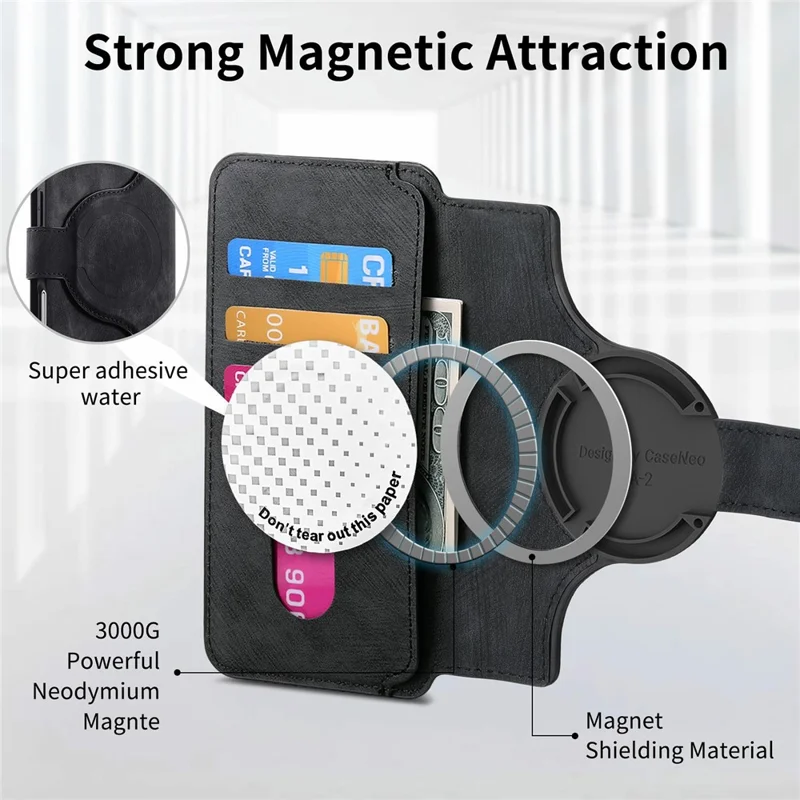 CASENEO MW-03 For iPhone Air Case with Detachable Wallet Leather + TPU Phone Cover - Black