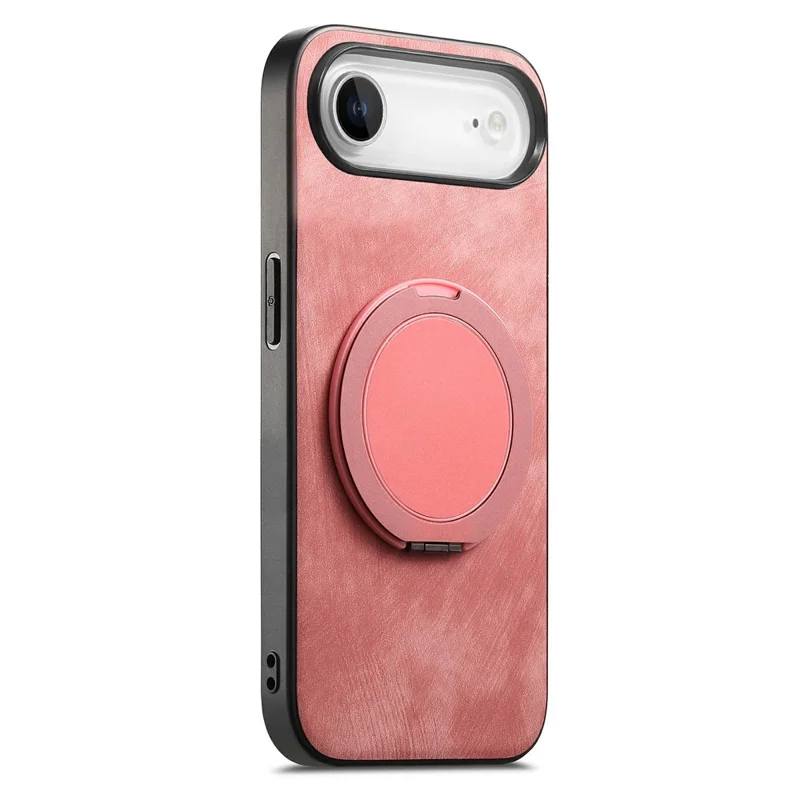 For iPhone Air Phone Case with Rotating Kickstand Stress Relief Retro Leather Back Cover - Pink