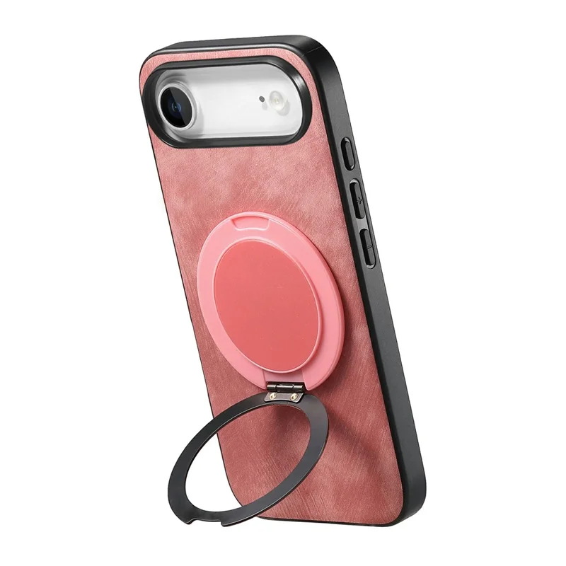 For iPhone Air Phone Case with Rotating Kickstand Stress Relief Retro Leather Back Cover - Pink
