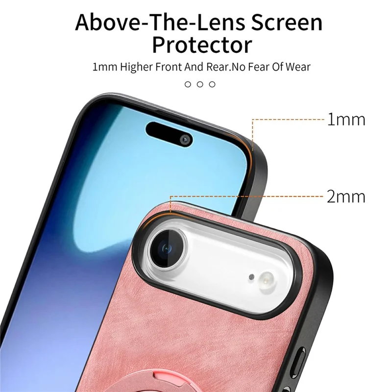 For iPhone Air Phone Case with Rotating Kickstand Stress Relief Retro Leather Back Cover - Pink