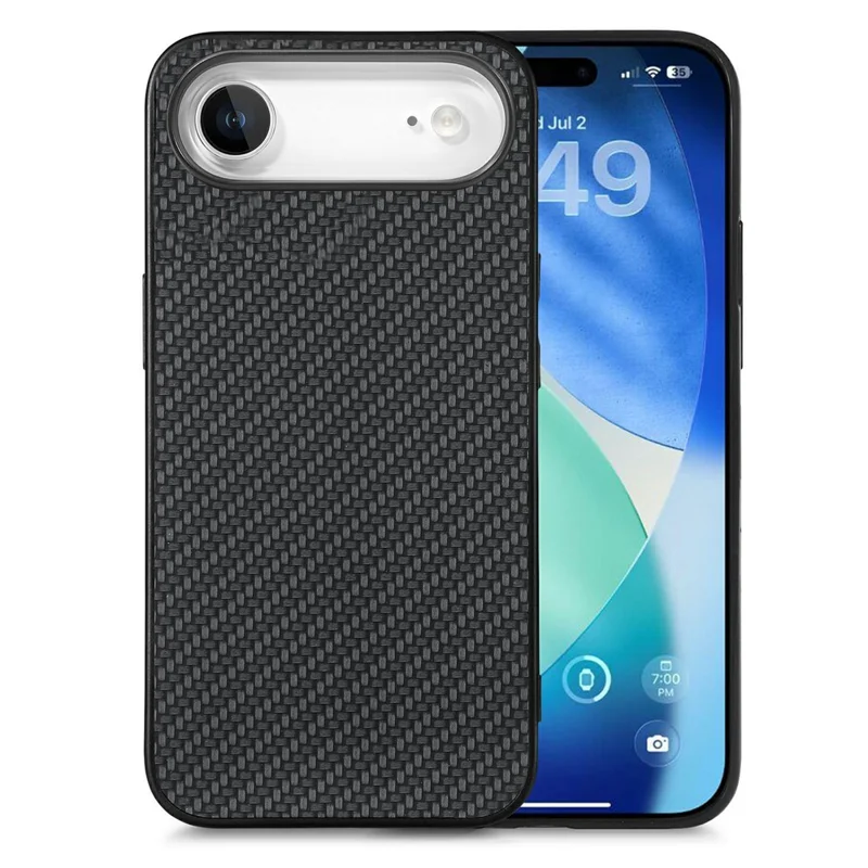 For iPhone Air Case Carbon Fiber Texture PU Leather + PC + TPU Phone Cover - Black